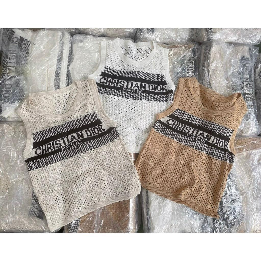 Áo lưới 3 lỗ sát nách Chrisdii, áo lưới sát nách nữ CHRISRIAN IOR hoạ tiết giá tốt