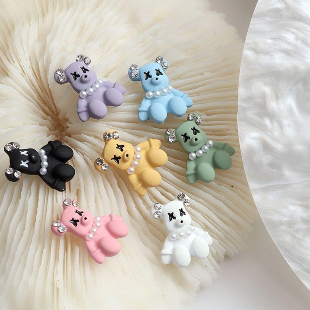 Bộ 5 Phụ Kiện Trang Trí Móng Tay Hình Gấu 3D Dễ Thương