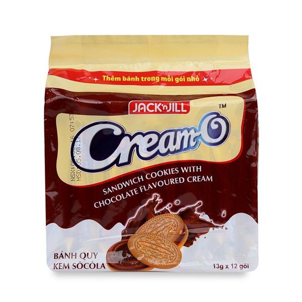 Bánh Quy Kem Cream-O Túi 12 Gói x 13G 156g vị socola, kem sữa