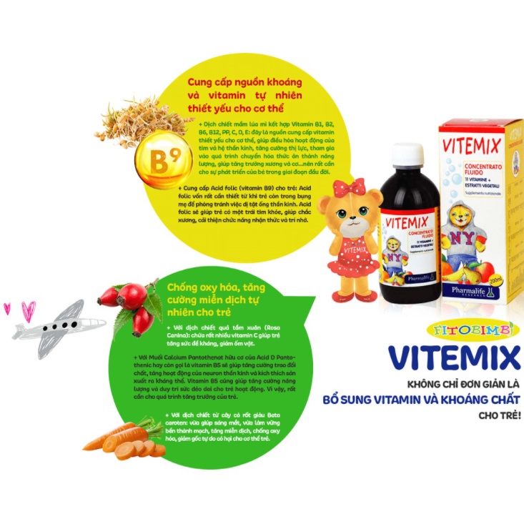 [Siro bổ sung vitamin] Fitobimbi Vitemix - bổ sung Vitamin và khoáng chất thiết yếu