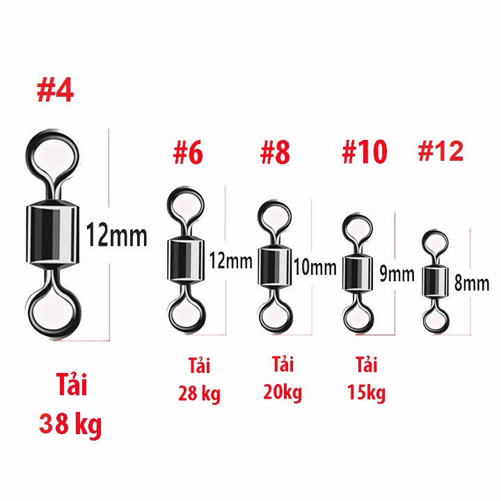 [SẢN PHẨM MỚI] Khóa Link Số 8 Mà Ní Buộc Dây Câu Đài Bộ 10 Chiếc Khóa Link Câu Cá