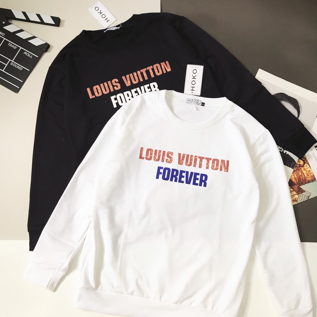 Áo nỉ thu đông 🔅FULL SIZE🔅 Áo nỉ dài tay in chữ L V NI02 size M-XL