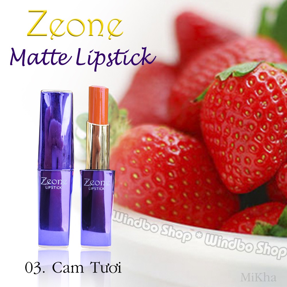 Son Lì Dưỡng Môi Zeone Tím Matte Lipstick - Màu 03 Cam Tươi