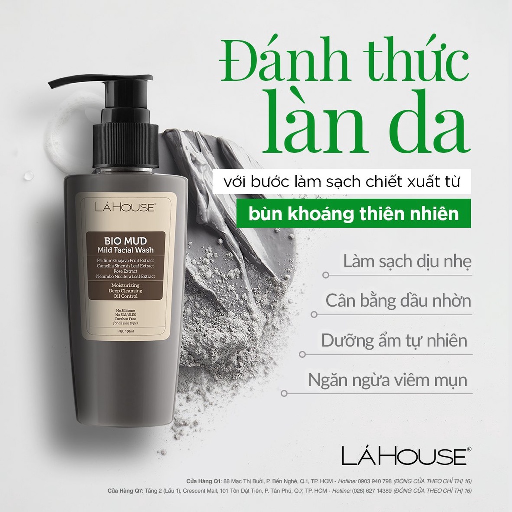 Sữa rửa mặt bùn khoáng bảo vệ da Lá House Bio Mud Mild Facial Wash 50ml/150ml