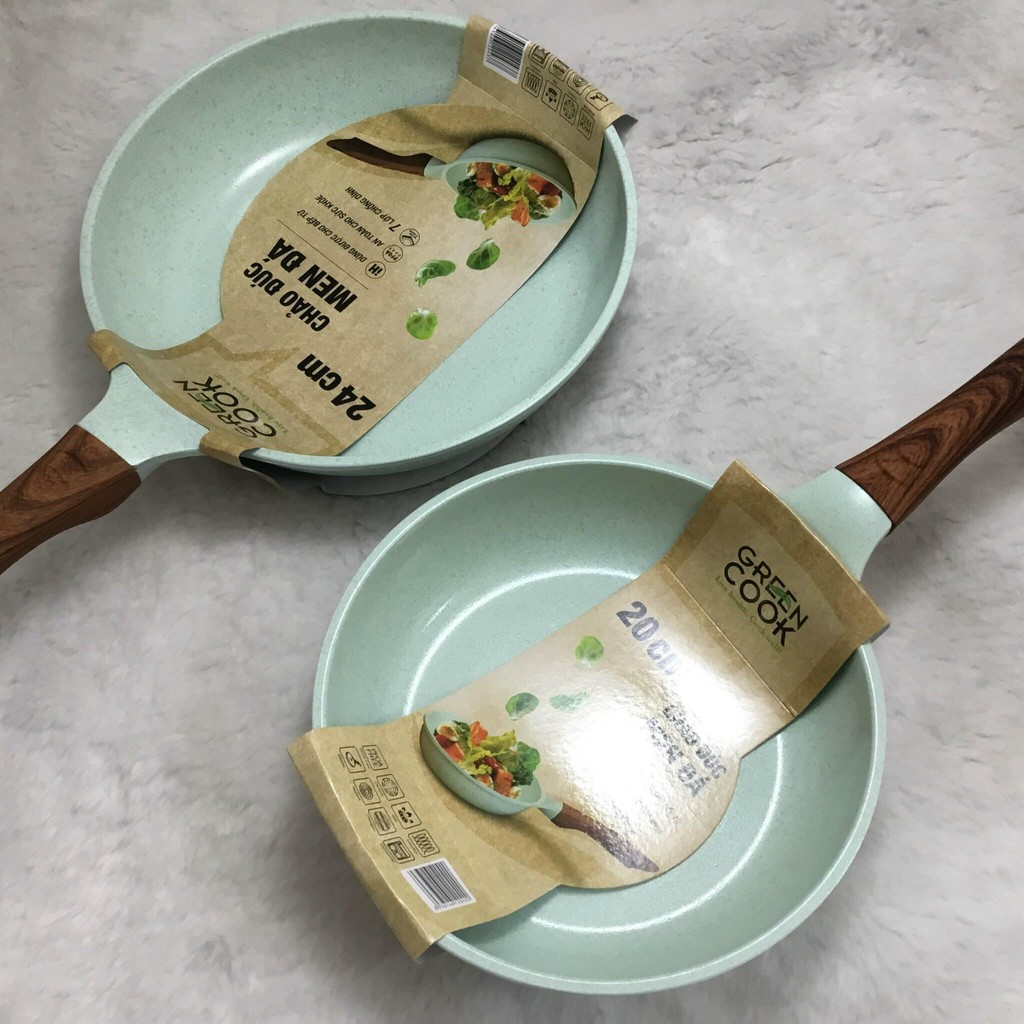 Chảo chống dính đáy từ đúc men đá ceramic xanh ngọc Green Cook GCP06 size 20-24-26-28 cm công nghệ Hàn Quốc0