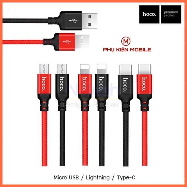 |CHÍNH HÃNG| CÁP SẠC HOCO X14 Mirco USB,iPhone Lightning,Tyce C - Dài 1m/2m -BH CHÍNH HÃNG 12 THÁNG