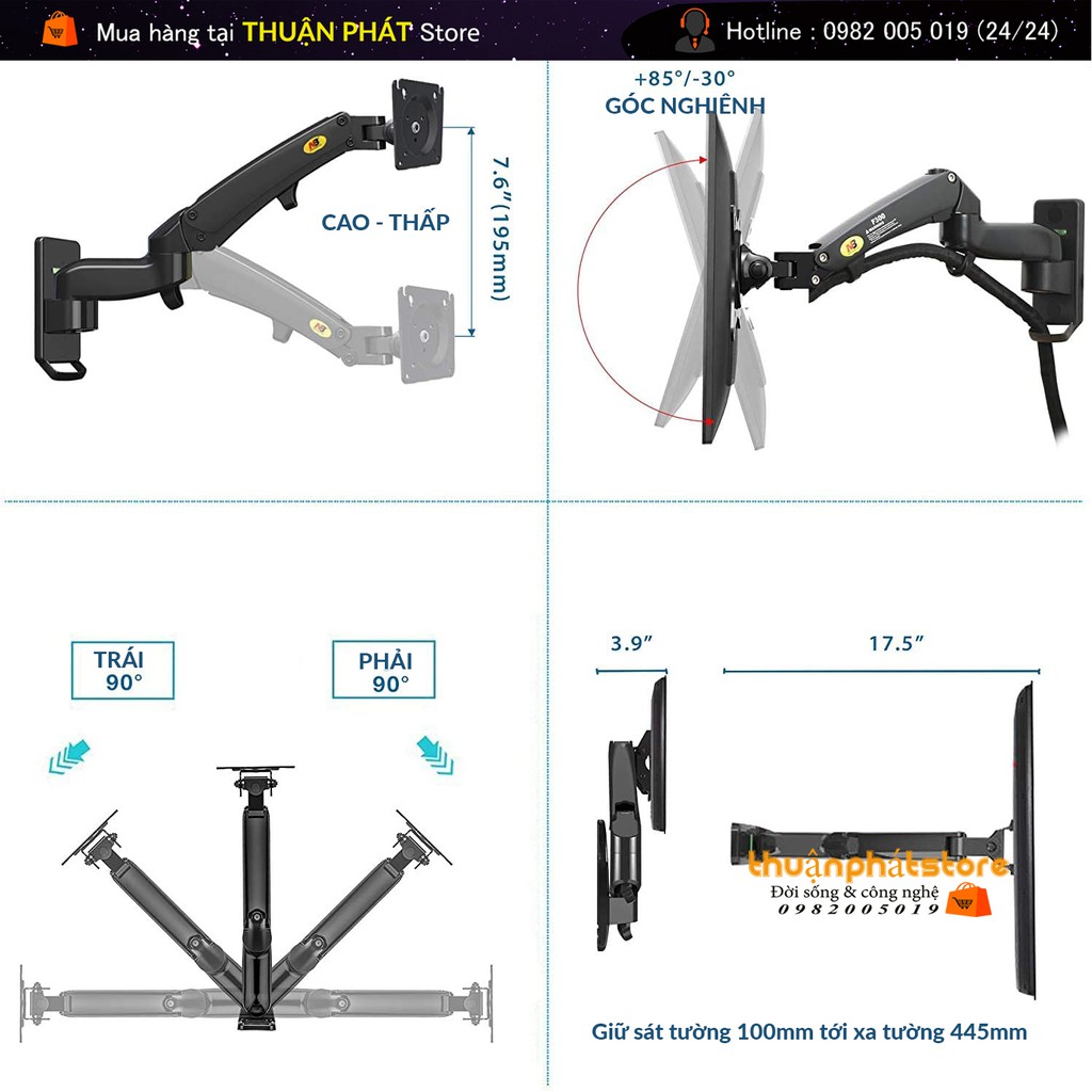 [ Phiên bản 2021 ] Giá Treo Màn Hình Đa Năng 29 - 35 Inches North Bayou NB F300 - Hàng Chính Hãng - Tải Trọng 5-12Kg