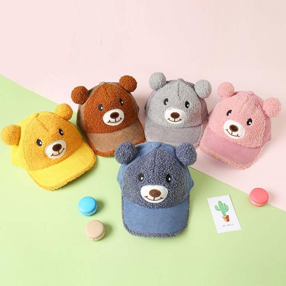 Mũ Lưỡi Trai Hình Gấu Bằng Cotton Giữ Ấm Mùa Thu Đông Cho Bé