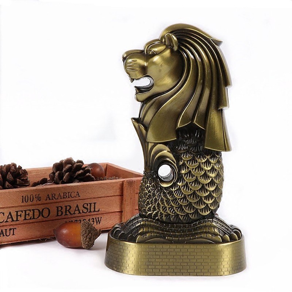 Tượng Sư tử biển  Singapore Merlion bằng Kim loại cao 18cm