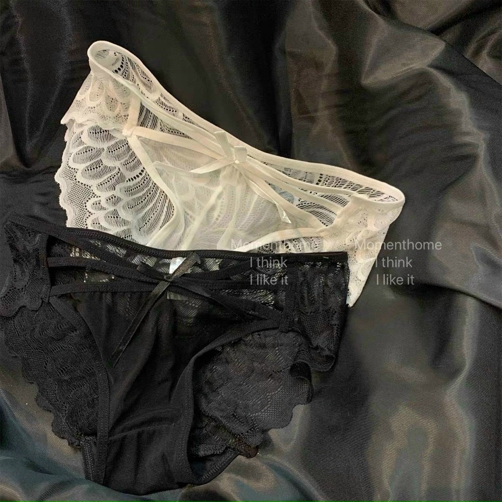 Quần Lót Ren Xuyên Thấu Dây- Quần Chip Ren Đan Viền Dây Hình Bướm, Đính Nơ Sexy 2Gril.Braaa FREESHIP