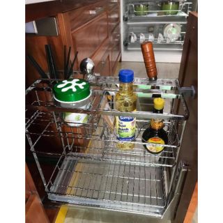 Kệ dao thớt inox nan vuông - Ray âm tủ giảm chấn cao cấp đa năng cho tủ bếp dưới