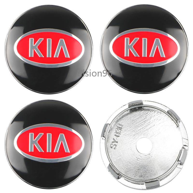 Bộ 4 Miếng Dán Logo 60mm 56mm Chống Bụi Trang Trí Trục Bánh Xe Hơi Kia