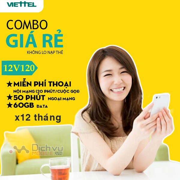 [FREESHIP] Sim Viettel 4G 720GB + Gọi điện miễn phí 1 năm + Đã Đăng Kí Sẵn