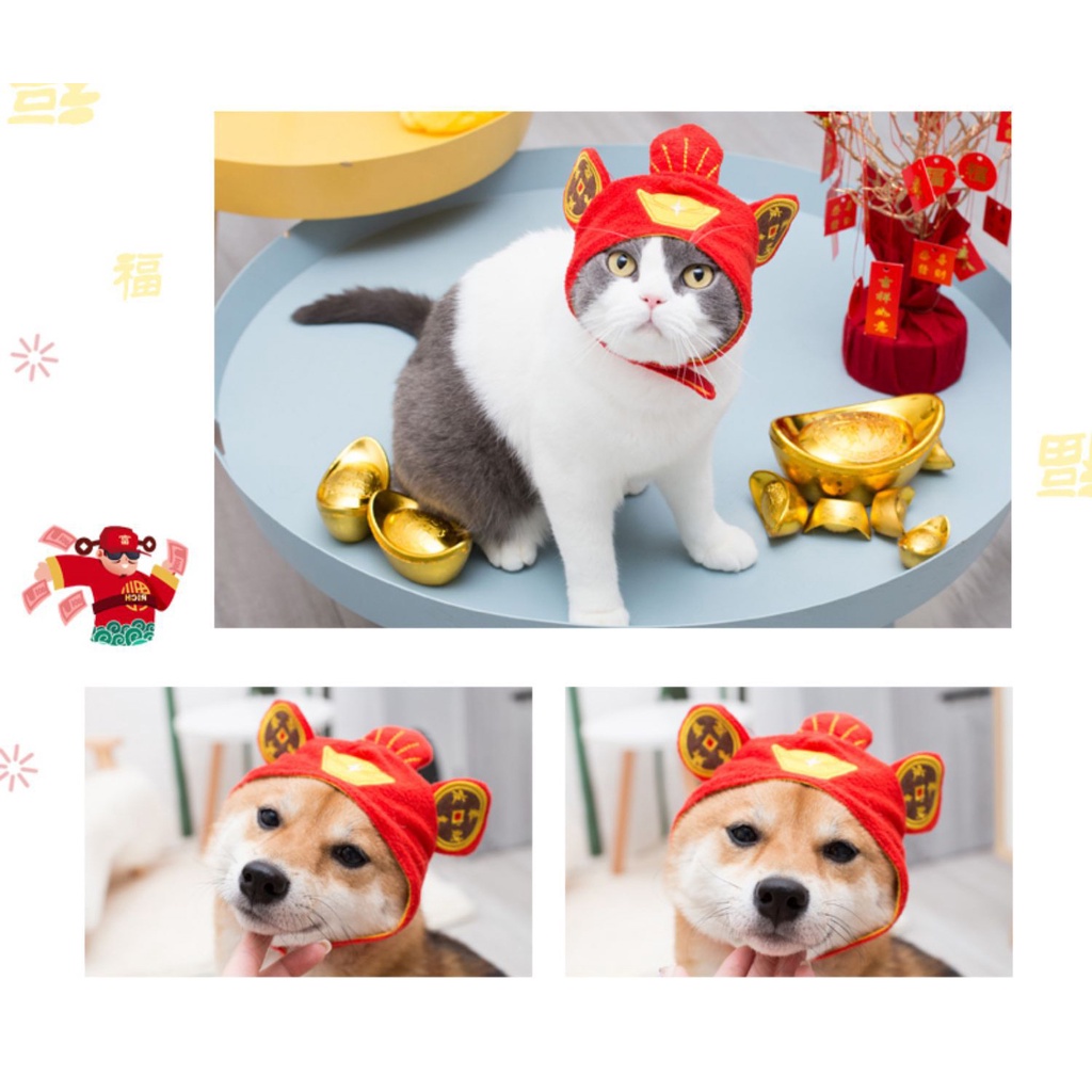 Mũ Thần Tài Tết Cho Chó Mèo Thú Cưng