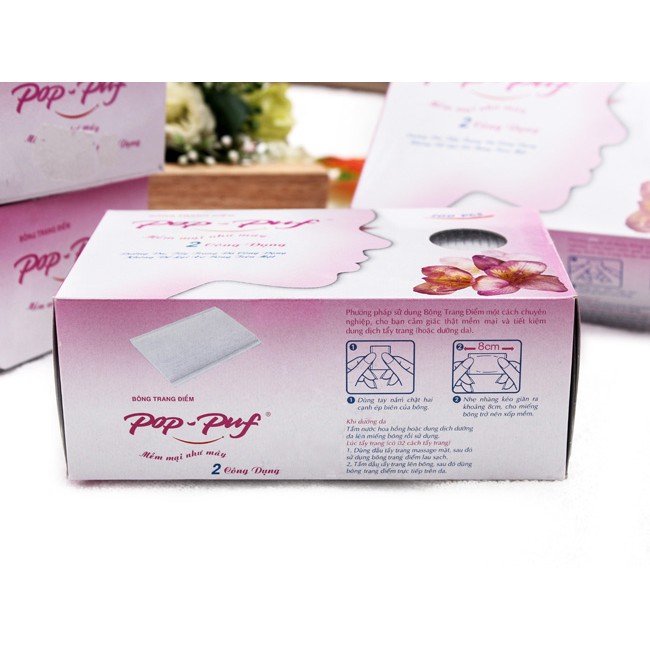 Bông tẩy trang Pop-puf cotton pads (100 miếng ) 2 công dụng trang điểm và tẩy trang