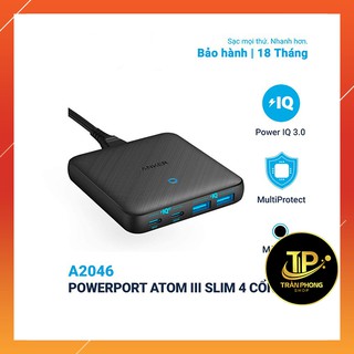 Củ Sạc Nhanh Anker PowerPort Atom III Slim 63W A2046 - Bảo Hành 18 Tháng, Hàng Chính Hãng