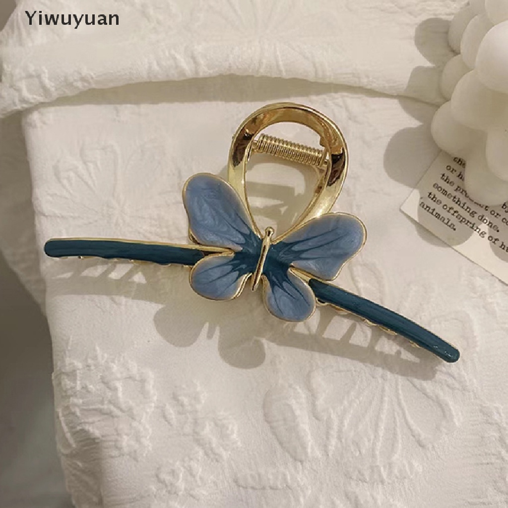 < Yiwuyuan > Kẹp Tóc Hình Bướm Màu Vàng Kim Sang Trọng Phong Cách Hàn Quốc Cho Nữ