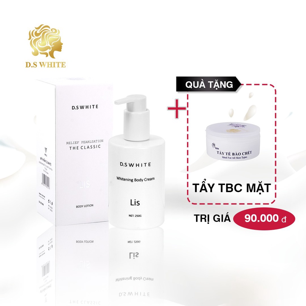 Kem Dưỡng Trắng Da Body Lis Makeup, Dưỡng Trắng, Chống Nắng Chất Kem Lotion Kháng 250gr [Tặng Tẩy Da Chết Body]