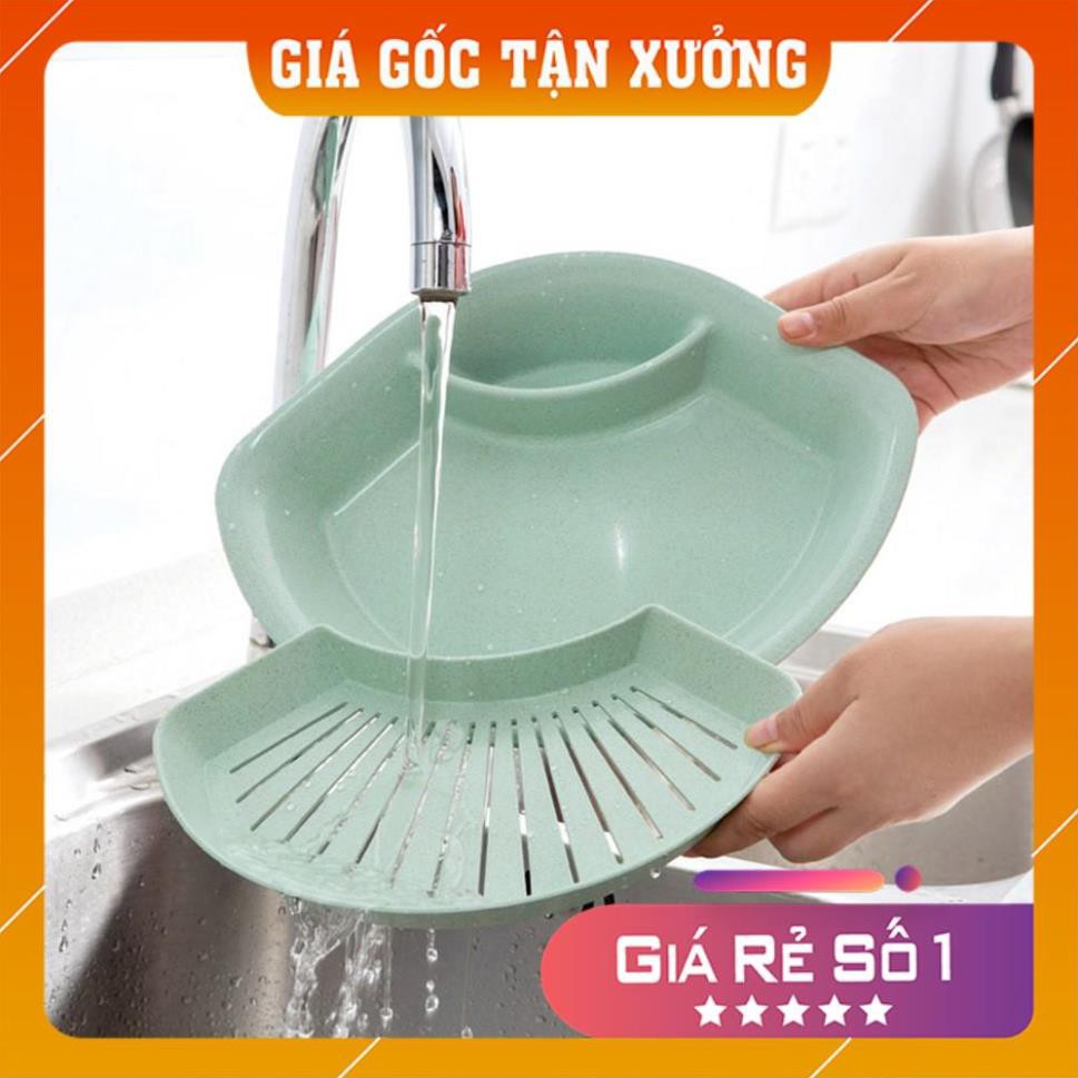 Đĩa lúa mạch ⚡FREESHIP⚡ Đĩa đựng thức ăn, hoa quả cao cấp có ngăn đựng gia vị