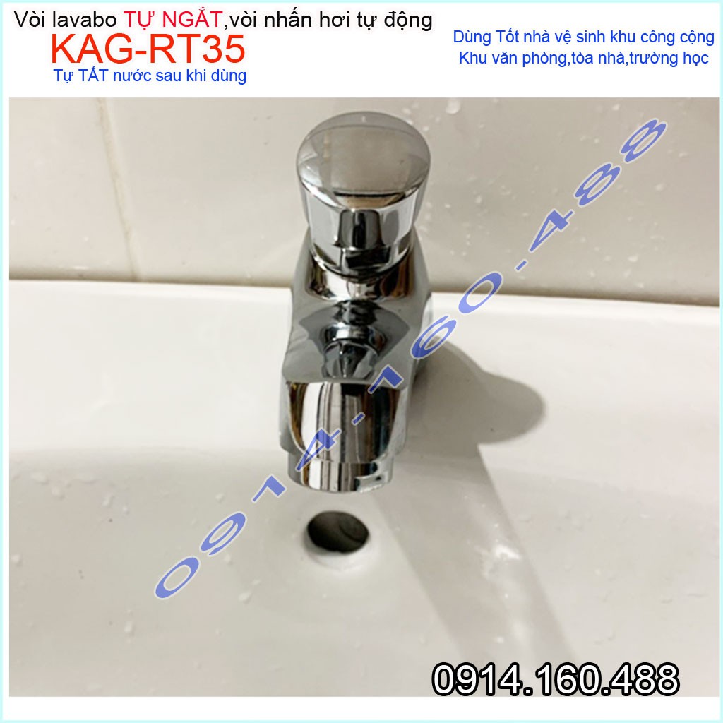 Vòi lavabo tự ngắt nước KAG-RT35, Vòi bán tự động- ấn tay tự động tắt nước tiêt kiệm nước tốt sử dụng tốt