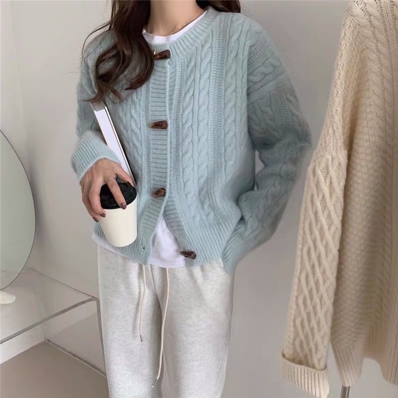 SUXI Áo Sweater Tay Dài Dáng Rộng Ấm Áp Dễ Phối Đồ Kiểu Hàn Quốc Thời Trang Thu Đông