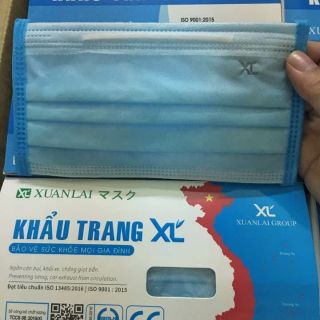 (Hộp 50 cái)khẩu trang xuân lai màu xanh