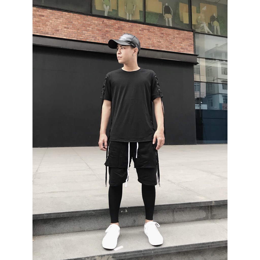 Áo thun nam đan dây vai, hông Lexuza 136