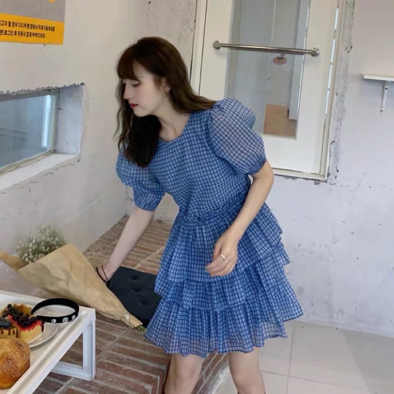 Đầm midi nữ tay ngắn xếp tầng đáng yêu thời trang nữ K58 | BigBuy360 - bigbuy360.vn