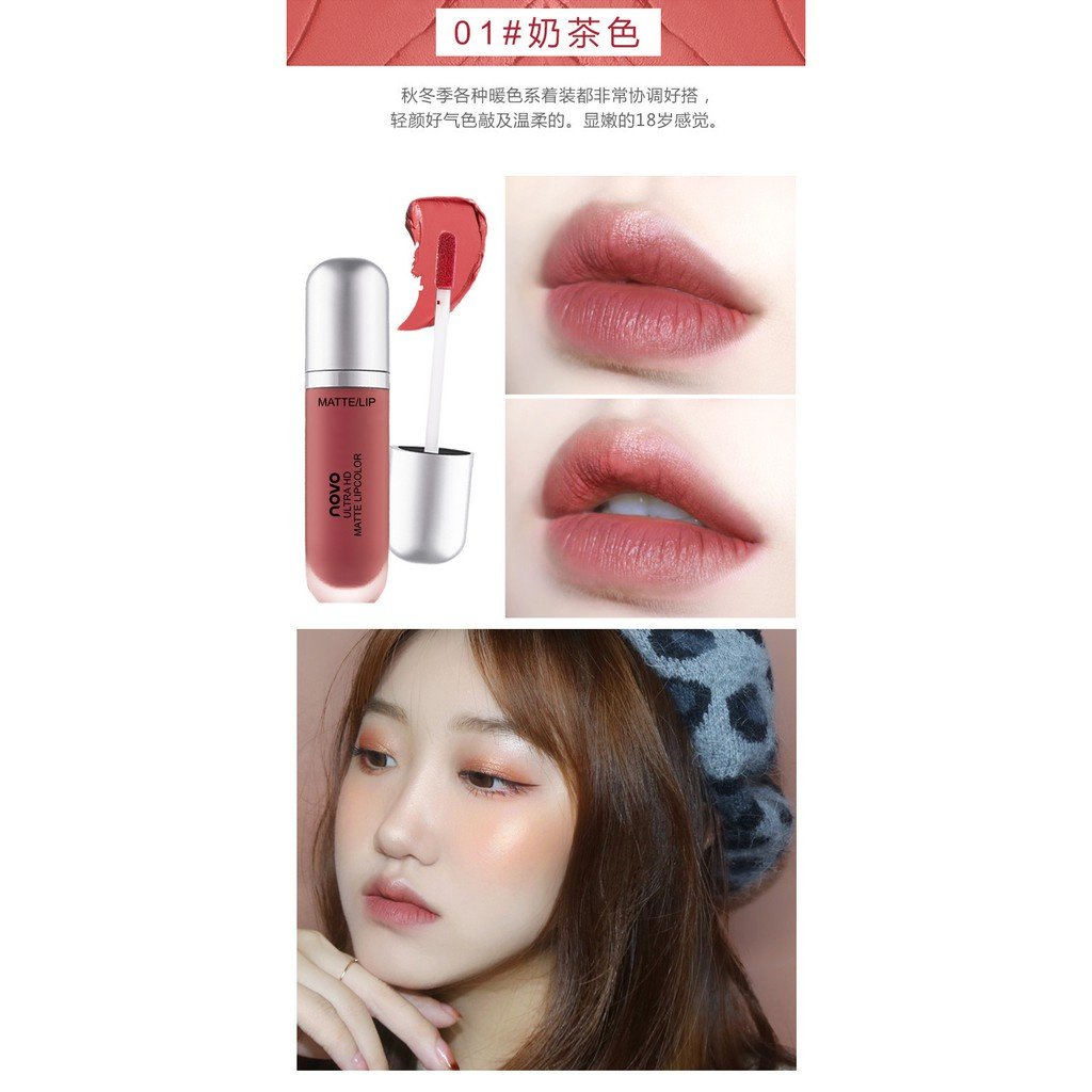 Son kem lì dưỡng ẩm kháng nước nhãn hiệu NOVO lì Big Ultra HD Matte Lip bền màu chống trôi