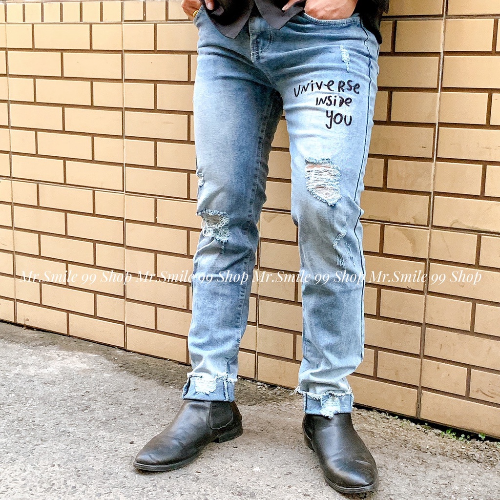 QUẦN JEAN NAM 900 WAX RÁCH FORM TÔN DÁNG MR SMILE 99 SHOP