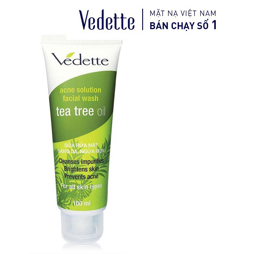 Sữa Rửa Mặt Tràm Trà 100ml Tea Tree Oil VEDETTE - SÁNG DA VÀ NGỪA MỤN