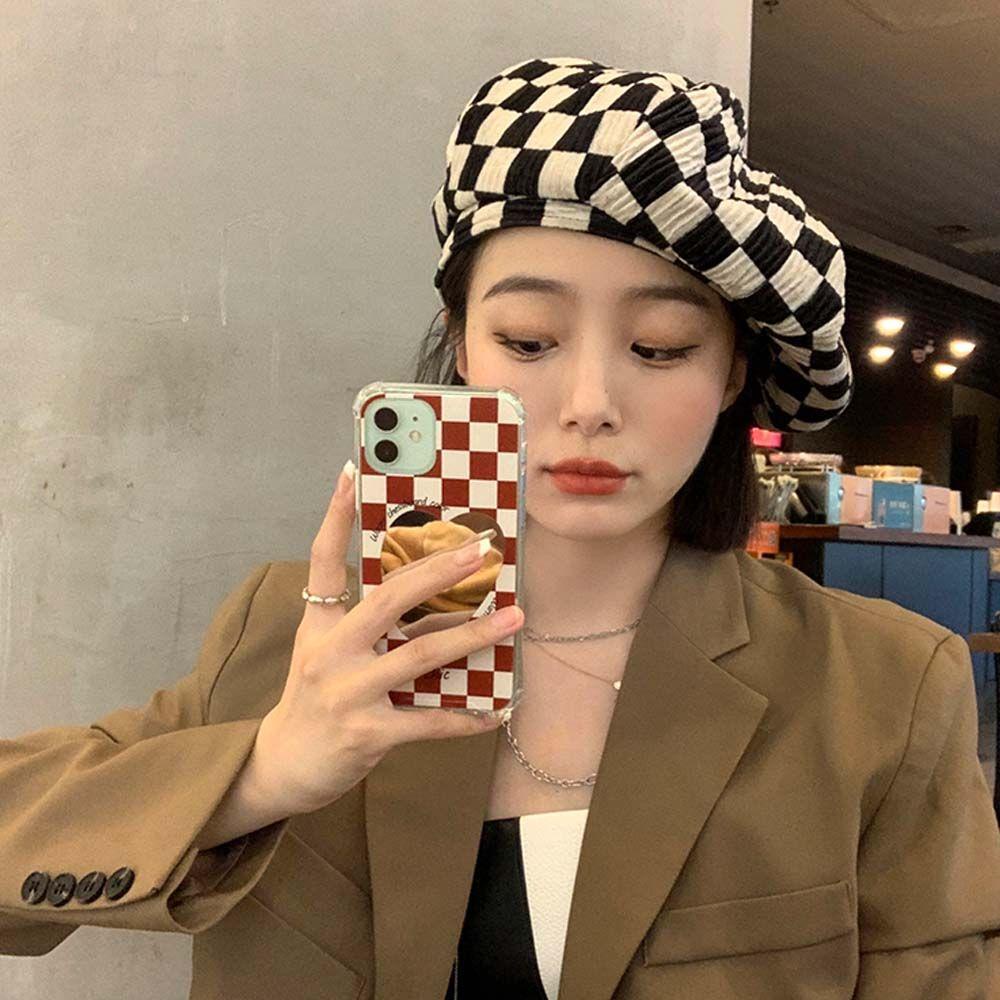 Wmes15h Mũ Nồi Họa Tiết Kẻ Ô Retro Đơn Giản Thời Trang Thu Đông Dành Cho Nữ