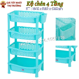 { Tổng kho giá rẻ }Kệ chén nhựa duy tân Trung 4 Tầng (N45 x R32 x C85 cm)