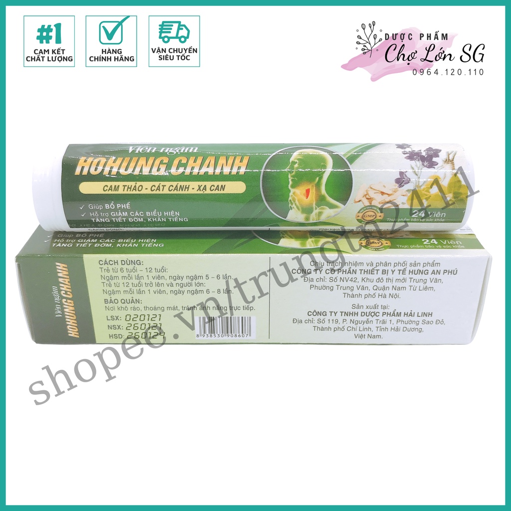 Viên ngậm hohung chanh, giúp bổ phế, giảm ho - hộp 24 viên