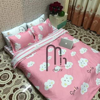 Set chăn ga gối cotton poly hình đám mây