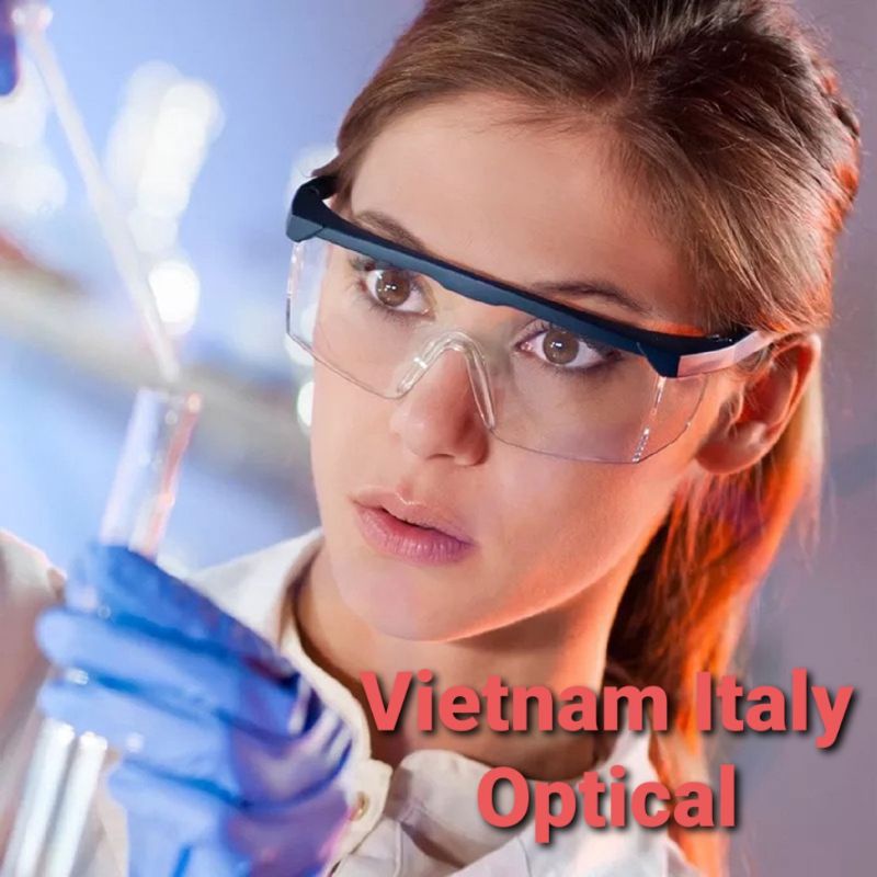 Mắt kính bảo hộ dáng vuông chống khói bụi bẩn, chống giọt bắn nhựa cứng dầy 2mm