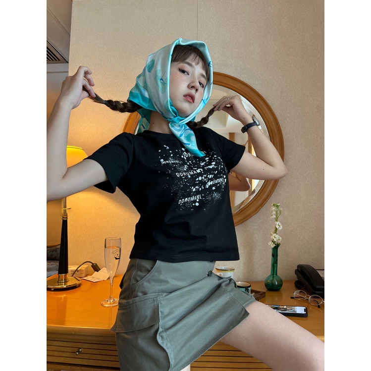 Áo Thun Cotton Nguyên Chất Ngắn Tay In Họa Tiết vintage Mẫu Mới 2022 Thời Trang Mùa Hè Cho Nữ