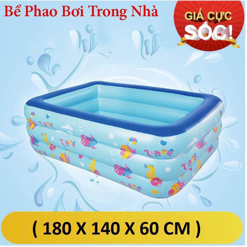 Bể bơi phao cho bé loại nào tốt,Bể bơi phao trong nhà, hình chữ nhật kích thước 180cm TẶNG KÈM BƠM CHÂN 🚀GIAO HÀNG HỎA