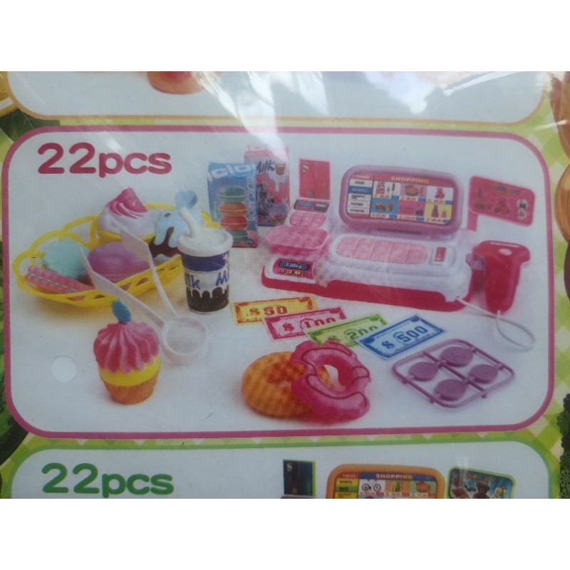 Bộ 22 món đồ chơi tính tiền siêu thị cho bé