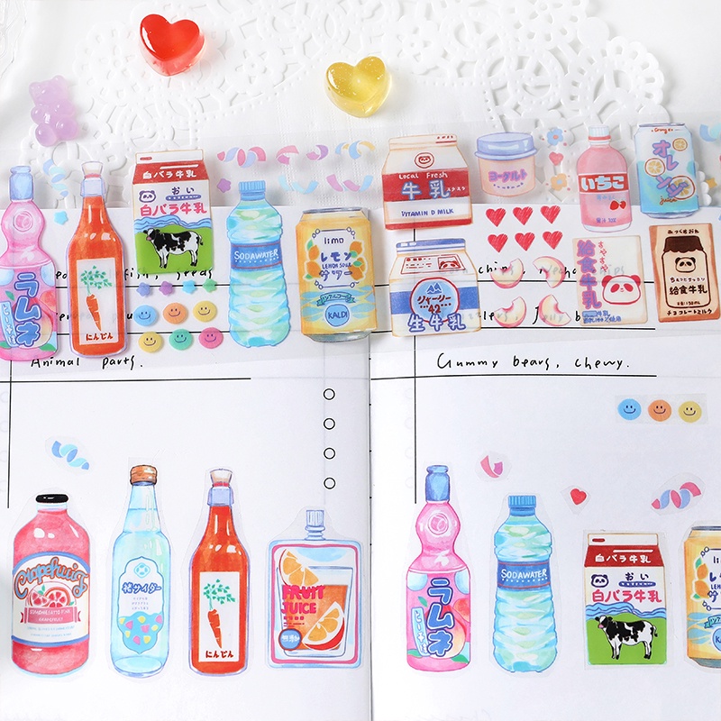 Băng keo PET họa tiết hoạt hình dễ thương dùng trang trí sổ tay DIY