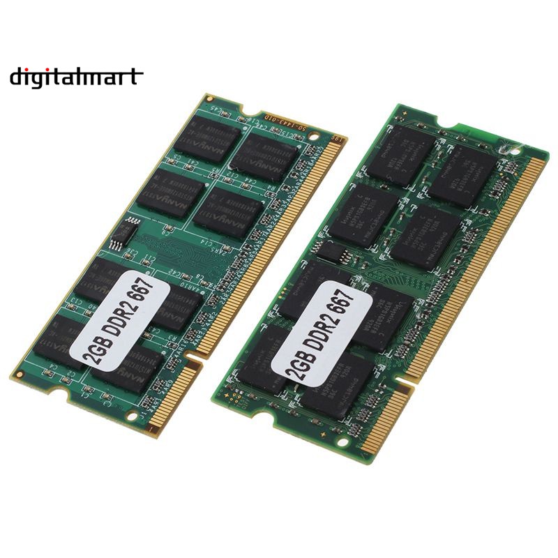 Bộ 2 RAM 2GB DDR2 pc2-5300 SODIMM 667mhz 200-pin cho Laptop | BigBuy360 - bigbuy360.vn