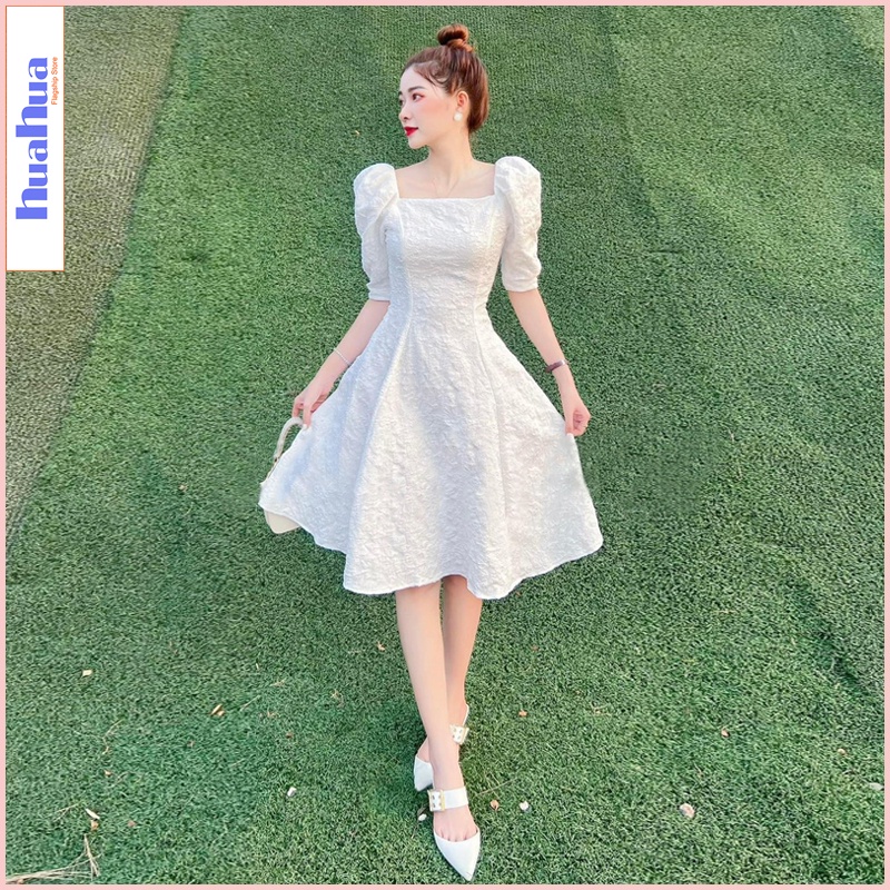 Đầm dự tiệc cưới trắng nữ HuaHua váy đi làm công sở đi biển đẹp tôn dáng kiểu hàn quốc VT122