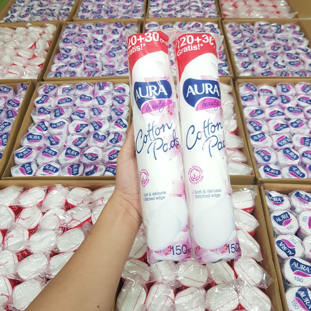 Bông tẩy trang Aura Beauty Cotton Pads 150 miếng