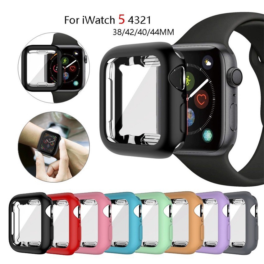 Ốp Silicon Apple Watch Cho iWatch Series 5 4 3 2 1 Ốp Lưng Khung Bảo Vệ Toàn Diện Silm Vỏ Thời Trang