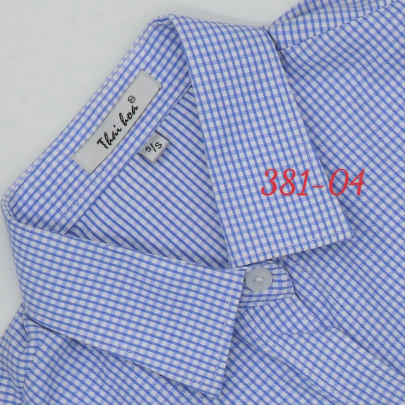 Áo sơ mi Thái Hoà xanh ca rô chất vải đẹp 381