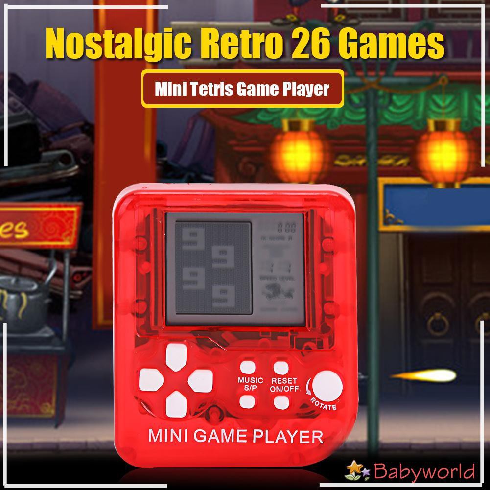 BABYWORLD Nostalgic Retro Games Console Keychain Mini Tetris Game Player for Gift