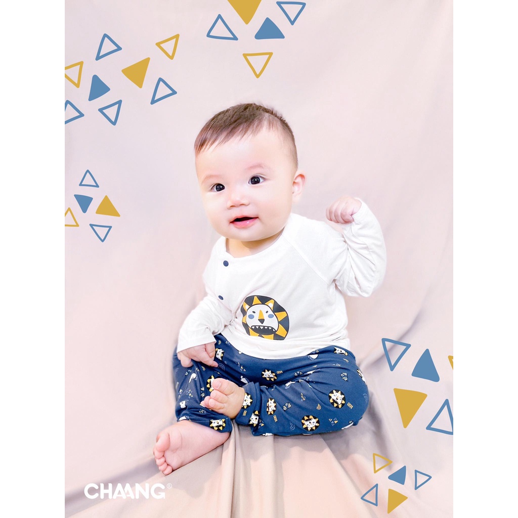 [Chính Hãng] Bộ dài tay cúc chéo trẻ em cao cấp họa tiết cosmos Chaang