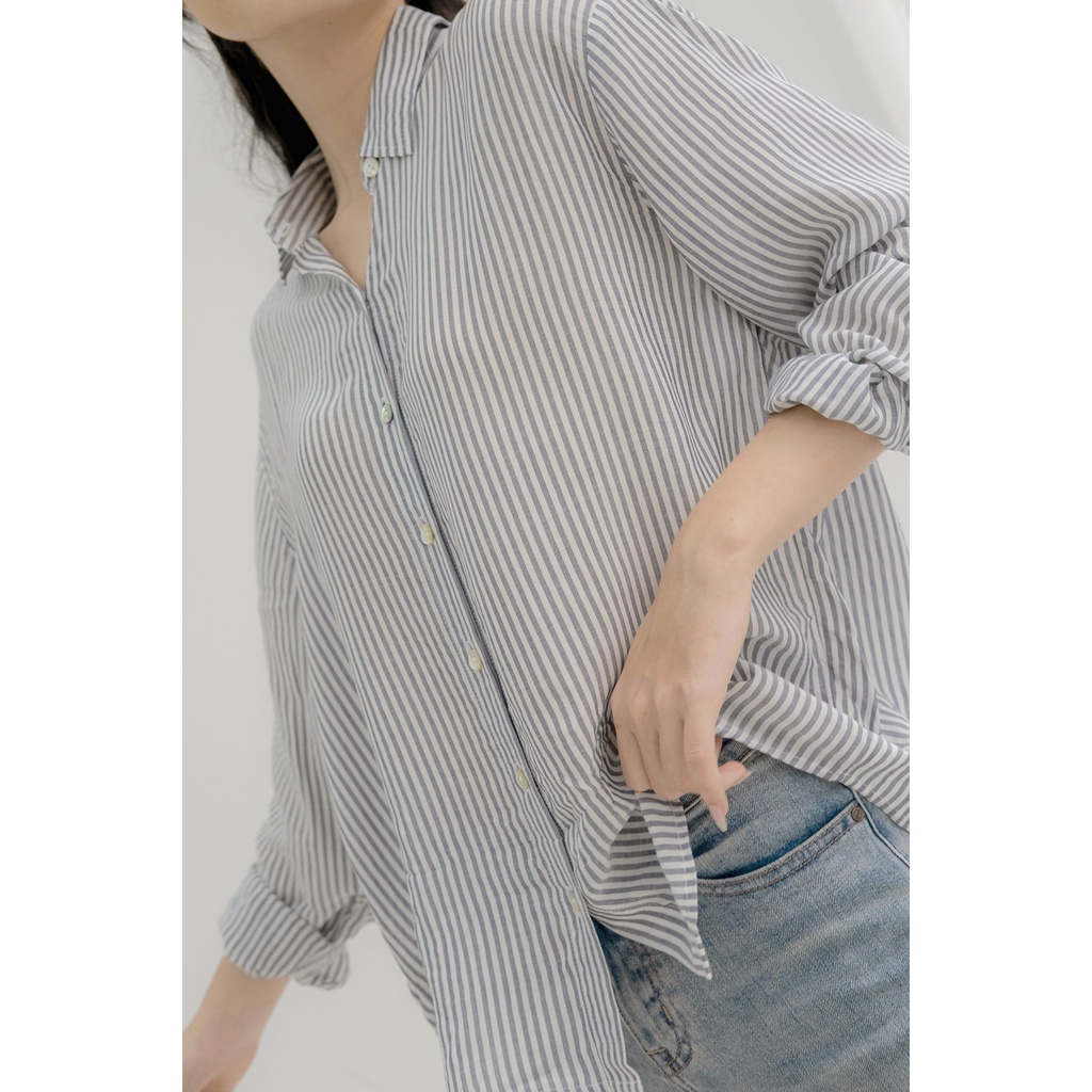 Áo somi LENclothing kẻ sọc chất lanh mát form oversize 729900