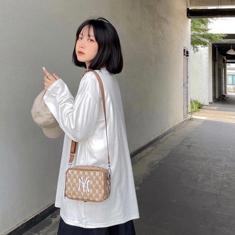 [CHÍNH HÃNG] TÚI MLB ĐEO CHÉO Monogram (Mini) Cross Bag New York Yankees *Beige* - Code: 32BGDM111