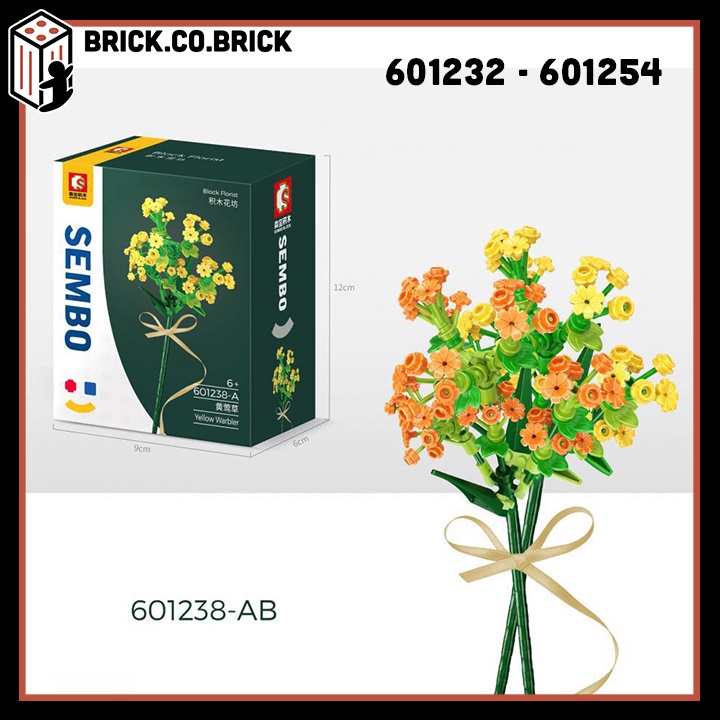 Đồ Chơi Các Loại Hoa Nhỏ Đáng Yêu trang trí bàn học Lắp ráp Trưng bày Lọ hoa Flower Boutique 601232- 601255
